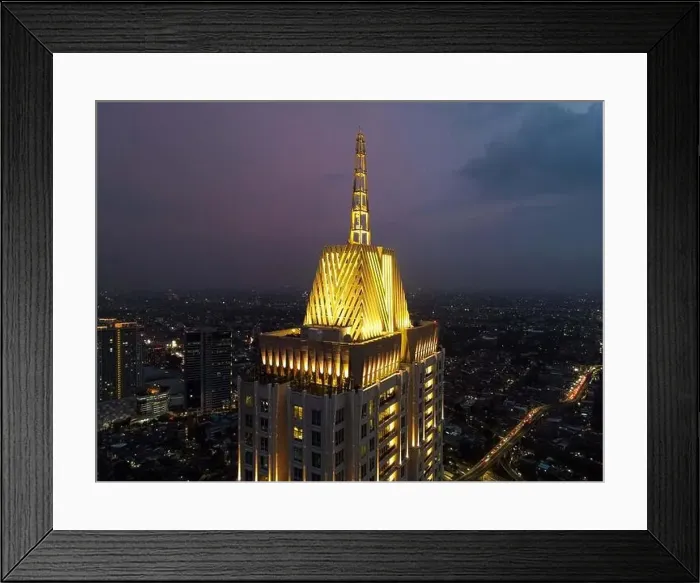 Framed Print : Pakubuwono skyline aerial drone view from above at night Framed Print : Pakubuwono skyline aerial drone view from above at night