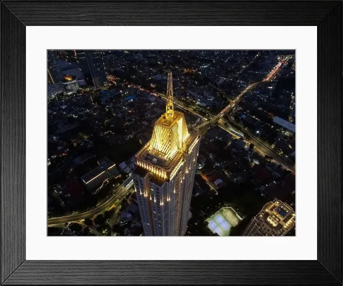 Framed Print : Pakubuwono skyline aerial drone view from above at night Framed Print : Pakubuwono skyline aerial drone view from above at night