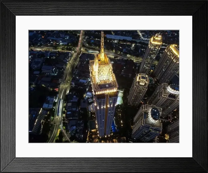 Framed Print : Pakubuwono skyline aerial drone view from above at night Framed Print : Pakubuwono skyline aerial drone view from above at night