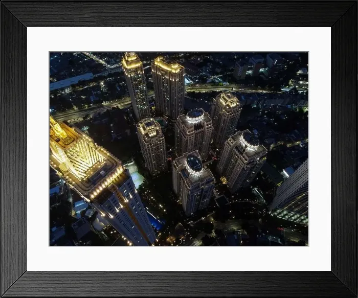 Framed Print : Pakubuwono skyline aerial drone view from above at night Framed Print : Pakubuwono skyline aerial drone view from above at night