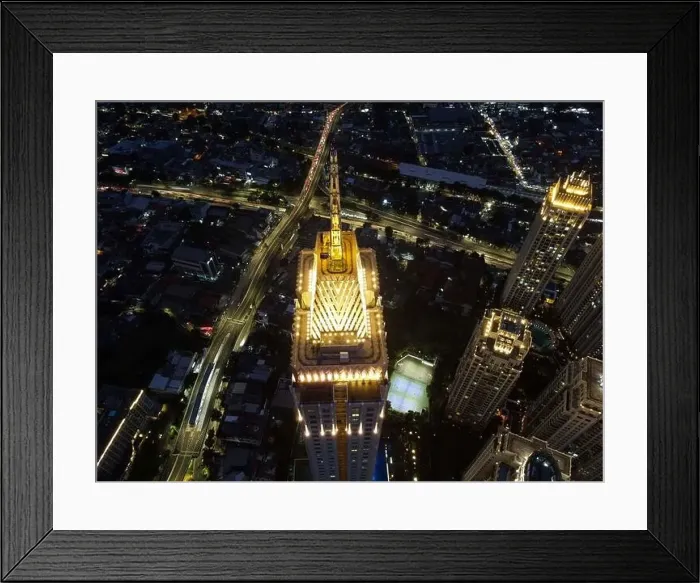Framed Print : Pakubuwono skyline aerial drone view from above at night Framed Print : Pakubuwono skyline aerial drone view from above at night