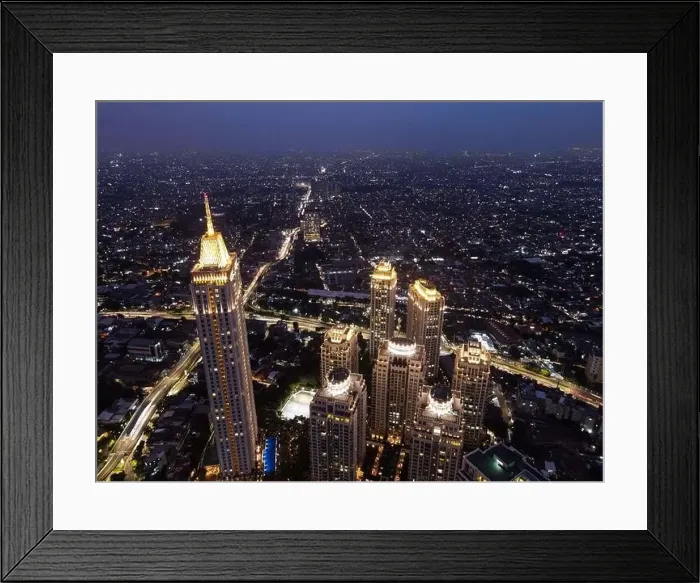 Framed Print : Pakubuwono skyline aerial drone view from above at night Framed Print : Pakubuwono skyline aerial drone view from above at night