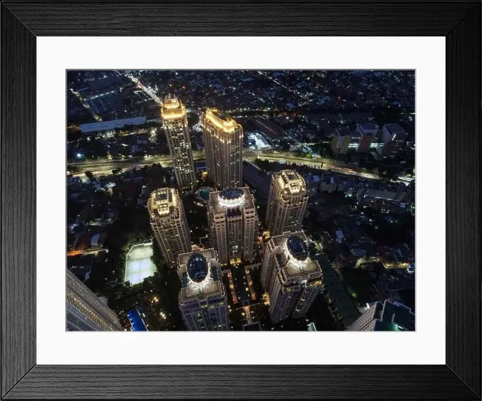 Framed Print : Pakubuwono skyline aerial drone view from above at night Framed Print : Pakubuwono skyline aerial drone view from above at night