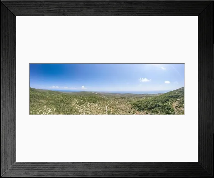 Framed Print : Aerial panoramic view of Borovik hill near Tito's Cave on Vis Island in Croatia summer horizon Framed Print : Aerial panoramic view of Borovik hill near Tito's Cave on Vis Island in Croatia summer horizon