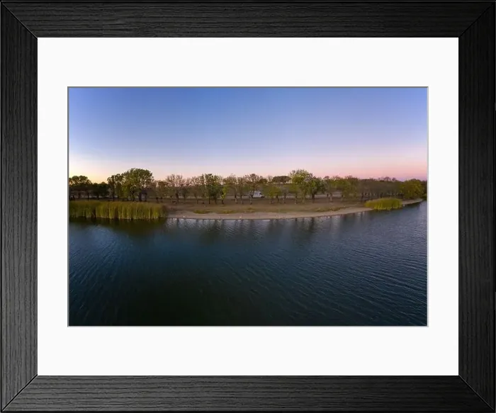 Framed Print : Lake drone aerial view at sunset in Alentejo, Portugal Framed Print : Lake drone aerial view at sunset in Alentejo, Portugal