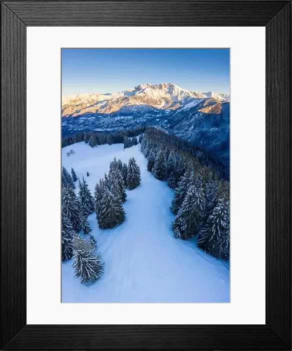Framed Print : Aerial view of the Presolana massif during a winter sunrise from Monte Pora Framed Print : Aerial view of the Presolana massif during a winter sunrise from Monte Pora