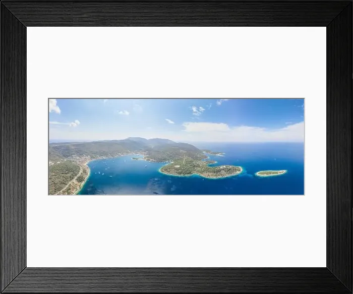 Framed Print : Aerial panoramic drone shot of Vis Island coastline in Adriatic sea in Croatia summer Framed Print : Aerial panoramic drone shot of Vis Island coastline in Adriatic sea in Croatia summer