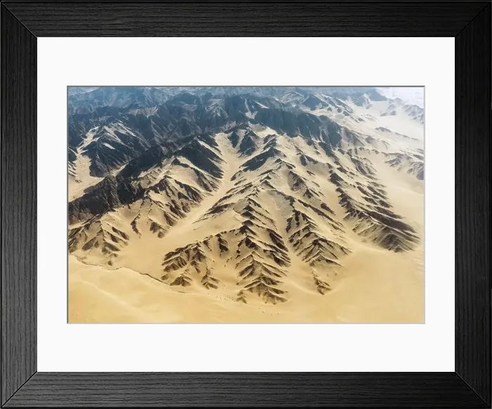 Framed Print : Aerial landscape of the border where the Nazca Desert with Nazca Lines ends and the Andes mountain range begins, Peru Framed Print : Aerial landscape of the border where the Nazca Desert with Nazca Lines ends and the Andes mountain range begins, Peru