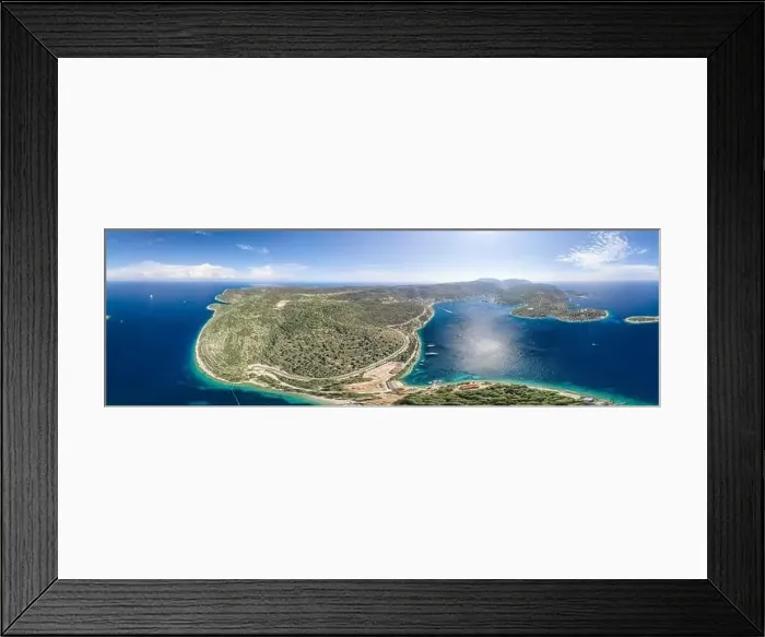 Framed Print : Aerial 360 panoramic photo of Vis Island east side in Adriatic sea in Croatis summer Framed Print : Aerial 360 panoramic photo of Vis Island east side in Adriatic sea in Croatis summer