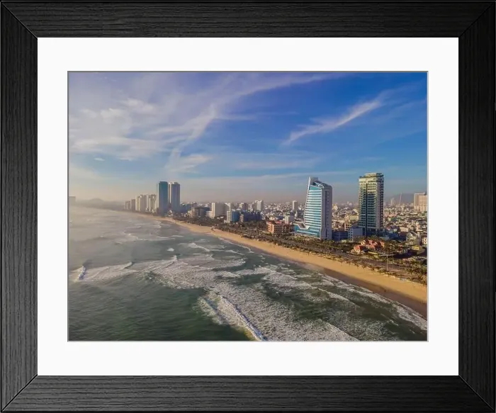 Framed Print : Beautiful My Khe beach from drone in Da Nang Framed Print : Beautiful My Khe beach from drone in Da Nang