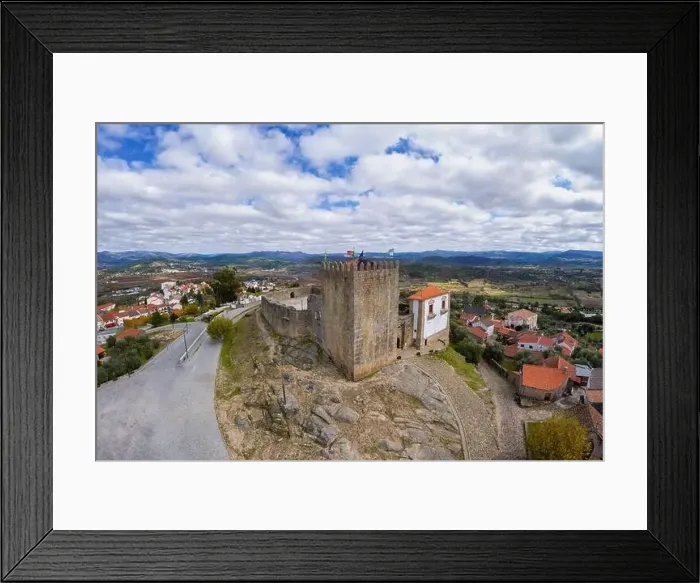 Framed Print : Belmonte city castle drone aerial view in Portugal Framed Print : Belmonte city castle drone aerial view in Portugal