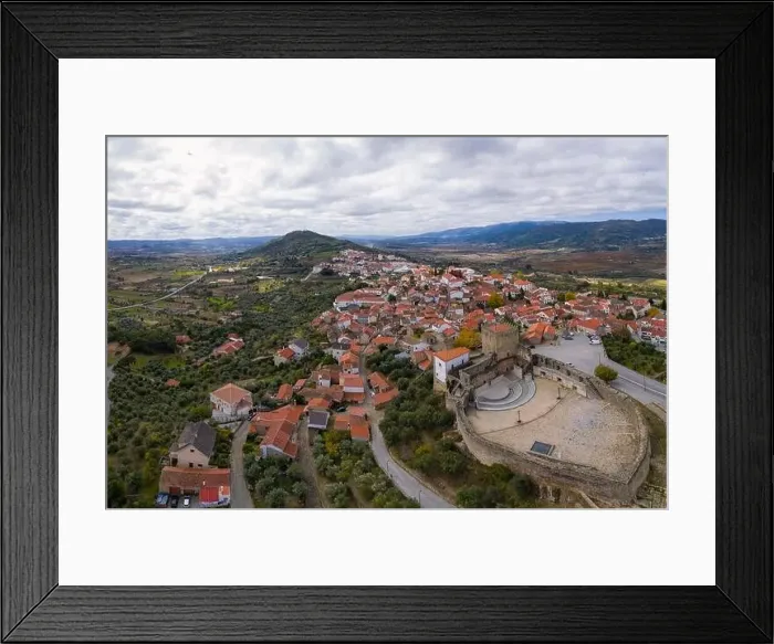 Framed Print : Belmonte historic village drone aerial view of castle in Portugal Framed Print : Belmonte historic village drone aerial view of castle in Portugal