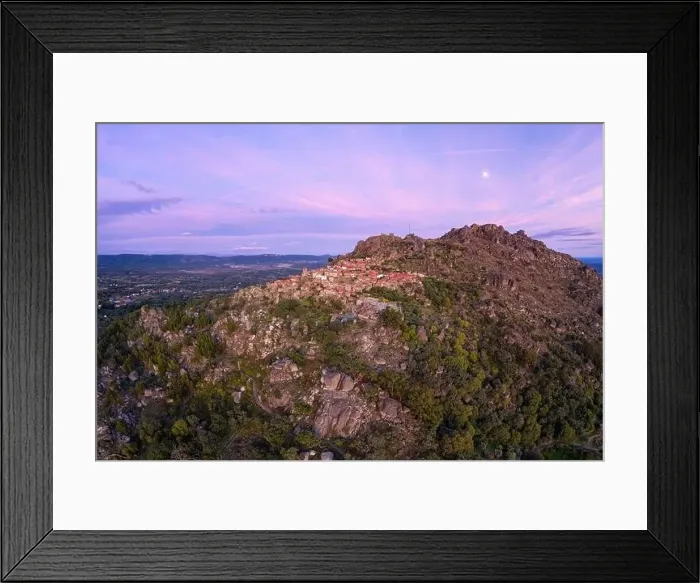 Framed Print : Drone aerial panorama view of Monsanto historic village at sunset, in Portugal Framed Print : Drone aerial panorama view of Monsanto historic village at sunset, in Portugal