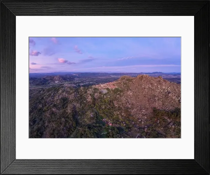 Framed Print : Drone aerial panorama view of Monsanto historic village at sunset, in Portugal Framed Print : Drone aerial panorama view of Monsanto historic village at sunset, in Portugal