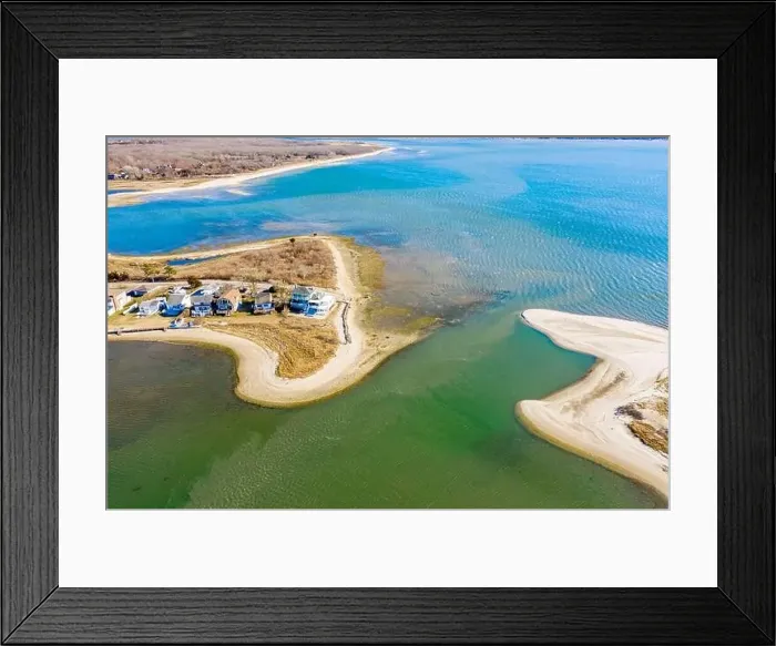 Framed Print : Aerial view of little neck road and inlet, Southampton, NY Framed Print : Aerial view of little neck road and inlet, Southampton, NY