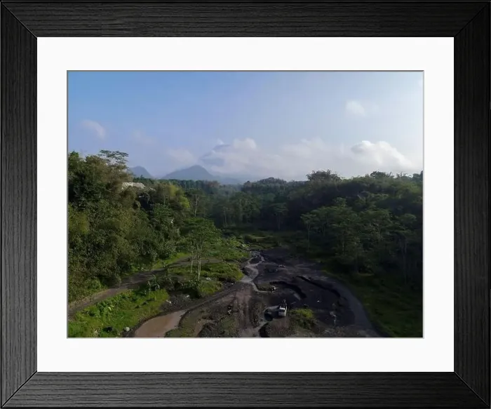 Framed Print : Aerial view of Mount Merapi Landscape with rice field and village in Yogyakarta, Indonesia Volcano Landscape View Framed Print : Aerial view of Mount Merapi Landscape with rice field and village in Yogyakarta, Indonesia Volcano Landscape View
