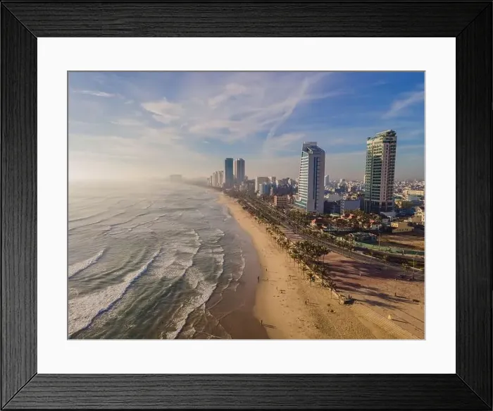 Framed Print : Beautiful My Khe beach from drone in Da Nang Framed Print : Beautiful My Khe beach from drone in Da Nang