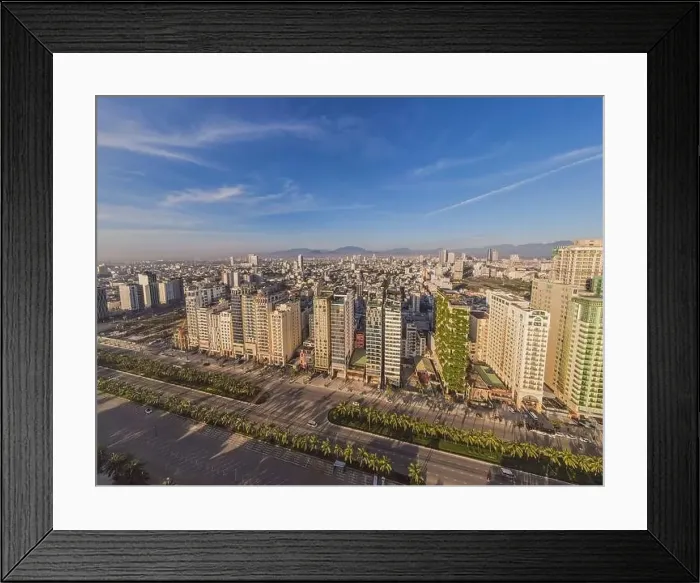 Framed Print : Beautiful My Khe beach from drone in Da Nang Framed Print : Beautiful My Khe beach from drone in Da Nang