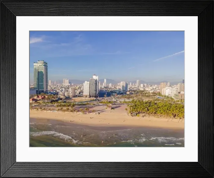 Framed Print : Beautiful My Khe beach from drone in Da Nang Framed Print : Beautiful My Khe beach from drone in Da Nang