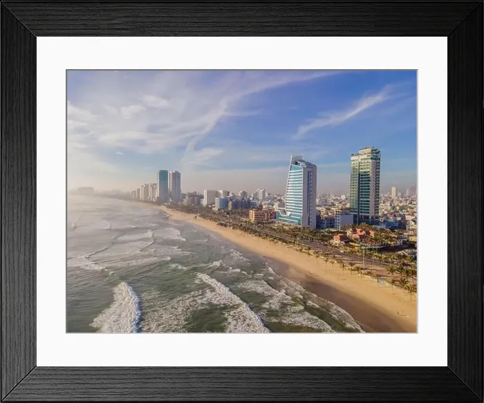 Framed Print : Beautiful My Khe beach from drone in Da Nang Framed Print : Beautiful My Khe beach from drone in Da Nang