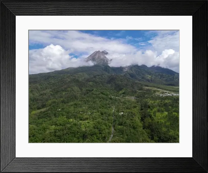Framed Print : Aerial view of Mount Merapi Landscape with rice field and village in Yogyakarta, Indonesia Volcano Landscape View Framed Print : Aerial view of Mount Merapi Landscape with rice field and village in Yogyakarta, Indonesia Volcano Landscape View