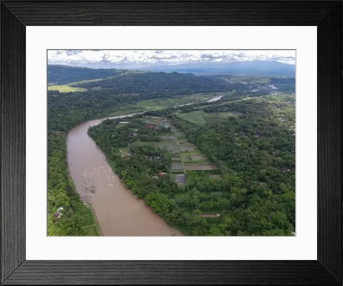 Framed Print : Aerial view of the Progo river in Yogyakarta. beautiful tropical scenery in Indonesia Framed Print : Aerial view of the Progo river in Yogyakarta. beautiful tropical scenery in Indonesia