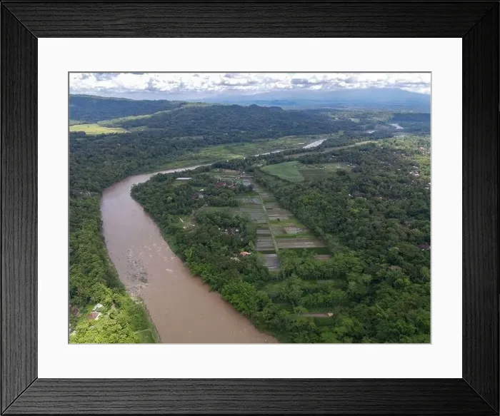 Framed Print : Aerial view of the Progo river in Yogyakarta. beautiful tropical scenery in Indonesia Framed Print : Aerial view of the Progo river in Yogyakarta. beautiful tropical scenery in Indonesia