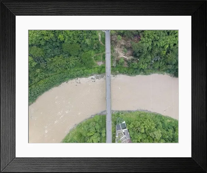 Framed Print : Aerial view of the Progo river in Yogyakarta. beautiful tropical scenery in Indonesia Framed Print : Aerial view of the Progo river in Yogyakarta. beautiful tropical scenery in Indonesia