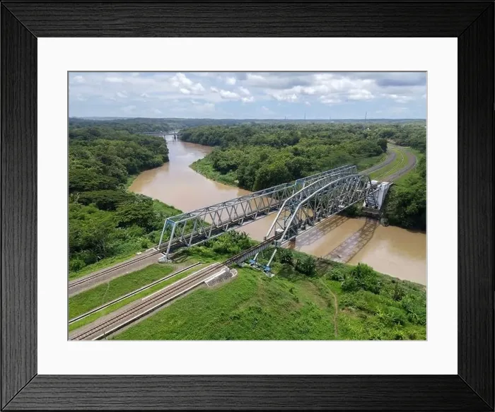 Framed Print : Aerial View of Train Bridge above Progo River in Yogyakarta, Indonesia Framed Print : Aerial View of Train Bridge above Progo River in Yogyakarta, Indonesia