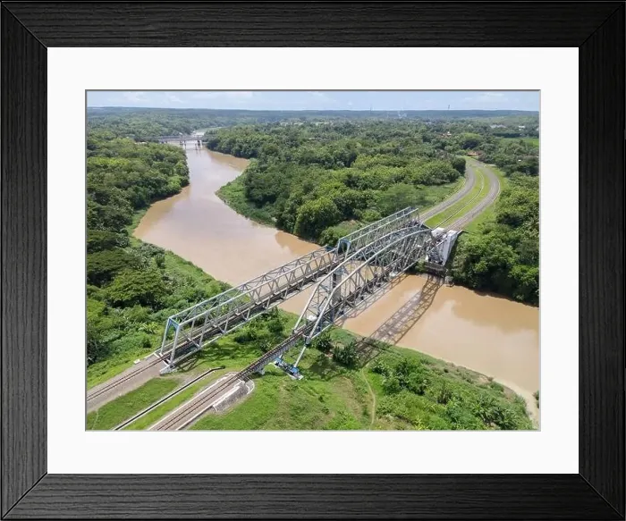 Framed Print : Aerial View of Train Bridge above Progo River in Yogyakarta, Indonesia Framed Print : Aerial View of Train Bridge above Progo River in Yogyakarta, Indonesia