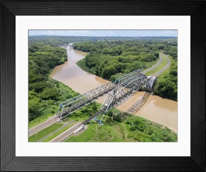 Framed Print : Aerial View of Train Bridge above Progo River in Yogyakarta, Indonesia Framed Print : Aerial View of Train Bridge above Progo River in Yogyakarta, Indonesia