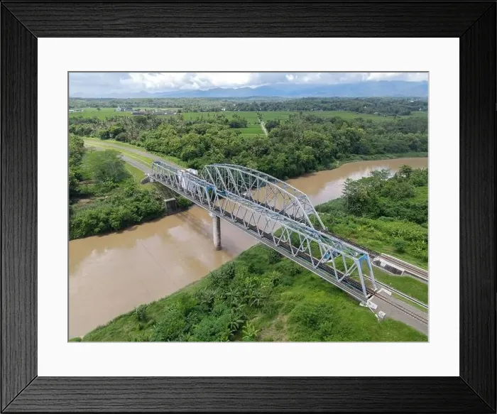 Framed Print : Aerial View of Train Bridge above Progo River in Yogyakarta, Indonesia Framed Print : Aerial View of Train Bridge above Progo River in Yogyakarta, Indonesia