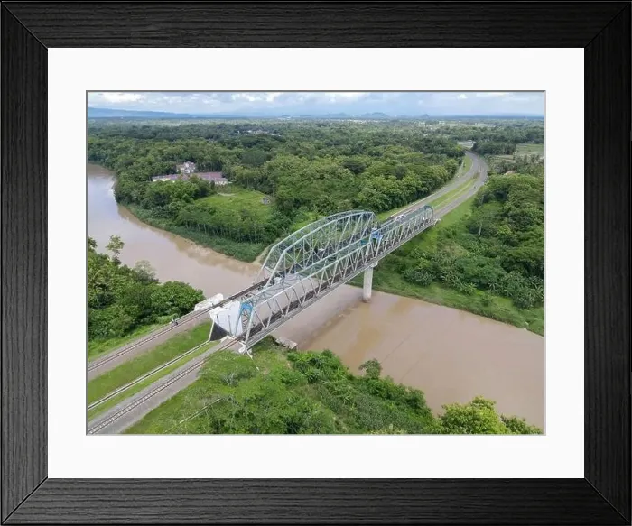 Framed Print : Aerial View of Train Bridge above Progo River in Yogyakarta, Indonesia Framed Print : Aerial View of Train Bridge above Progo River in Yogyakarta, Indonesia