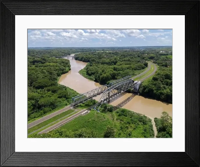 Framed Print : Aerial View of Train Bridge above Progo River in Yogyakarta, Indonesia Framed Print : Aerial View of Train Bridge above Progo River in Yogyakarta, Indonesia
