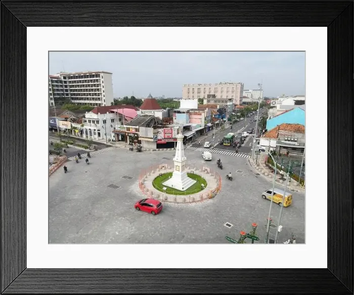 Framed Print : Aerial view of Tugu Jogja or Yogyakarta Monument, Indonesia. Yogyakarta, Indonesia - January, 2021 Framed Print : Aerial view of Tugu Jogja or Yogyakarta Monument, Indonesia. Yogyakarta, Indonesia - January, 2021