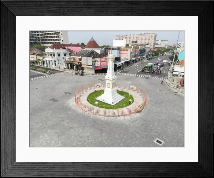 Framed Print : Aerial view of Tugu Jogja or Yogyakarta Monument, Indonesia. Yogyakarta, Indonesia - January, 2021 Framed Print : Aerial view of Tugu Jogja or Yogyakarta Monument, Indonesia. Yogyakarta, Indonesia - January, 2021