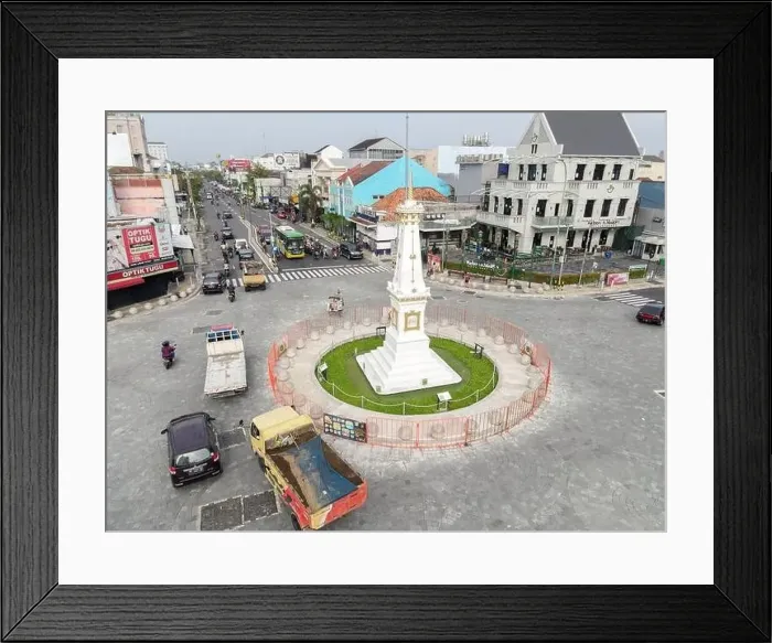 Framed Print : Aerial view of Tugu Jogja or Yogyakarta Monument, Indonesia. Yogyakarta, Indonesia - January, 2021 Framed Print : Aerial view of Tugu Jogja or Yogyakarta Monument, Indonesia. Yogyakarta, Indonesia - January, 2021