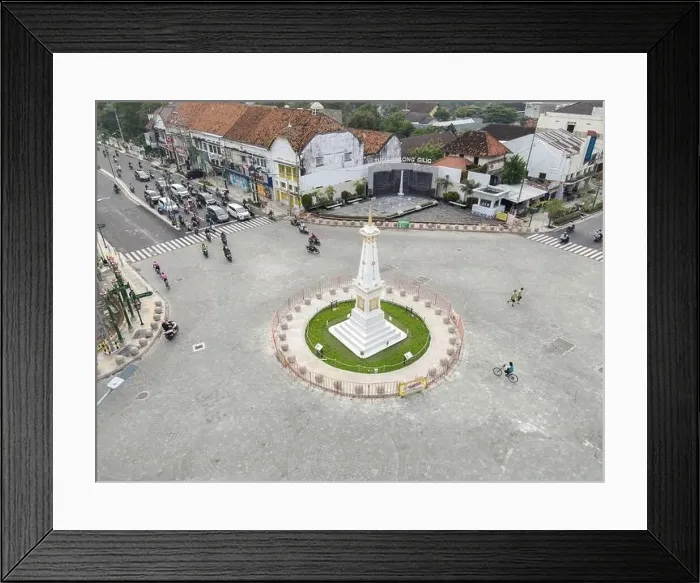 Framed Print : Aerial view of Tugu Jogja or Yogyakarta Monument, Indonesia. Yogyakarta, Indonesia - January, 2021 Framed Print : Aerial view of Tugu Jogja or Yogyakarta Monument, Indonesia. Yogyakarta, Indonesia - January, 2021
