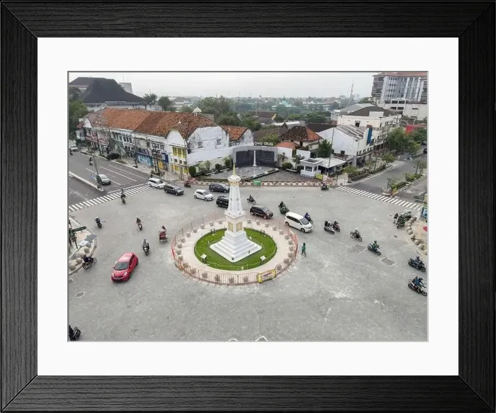 Framed Print : Aerial view of Tugu Jogja or Yogyakarta Monument, Indonesia. Yogyakarta, Indonesia - January, 2021 Framed Print : Aerial view of Tugu Jogja or Yogyakarta Monument, Indonesia. Yogyakarta, Indonesia - January, 2021