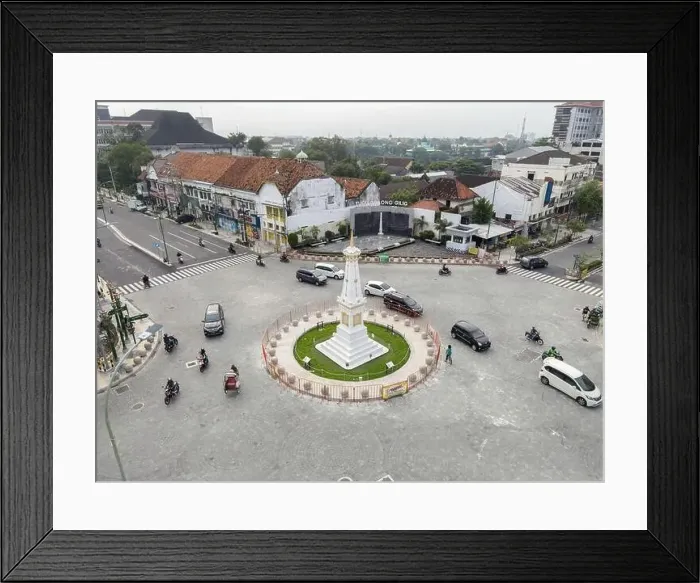 Framed Print : Aerial view of Tugu Jogja or Yogyakarta Monument, Indonesia. Yogyakarta, Indonesia - January, 2021 Framed Print : Aerial view of Tugu Jogja or Yogyakarta Monument, Indonesia. Yogyakarta, Indonesia - January, 2021