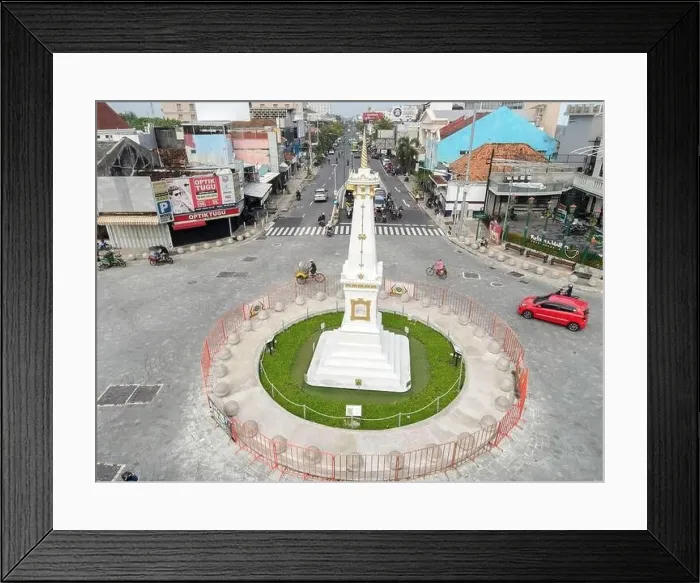 Framed Print : Aerial view of Tugu Jogja or Yogyakarta Monument, Indonesia. Yogyakarta, Indonesia - January, 2021 Framed Print : Aerial view of Tugu Jogja or Yogyakarta Monument, Indonesia. Yogyakarta, Indonesia - January, 2021
