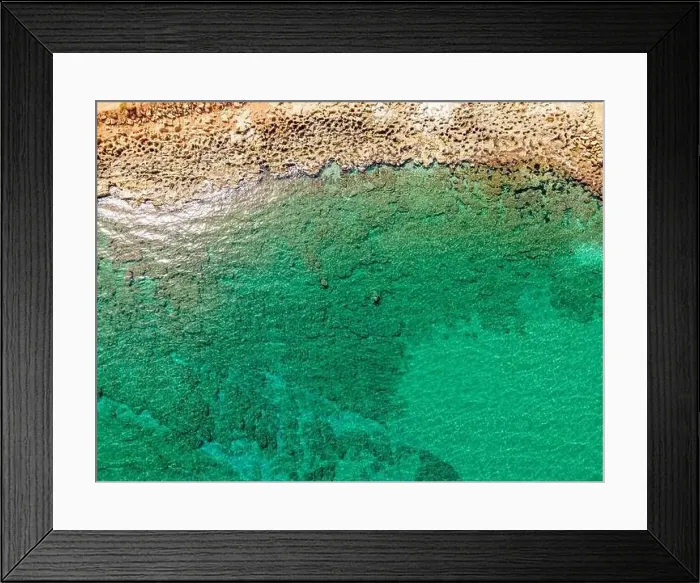 Framed Print : Aerial top view by drone of the rocky beach Framed Print : Aerial top view by drone of the rocky beach