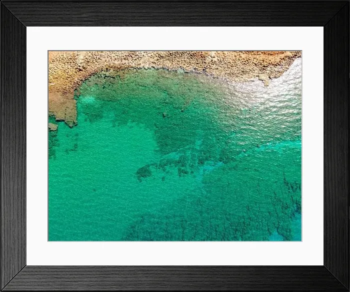 Framed Print : Aerial top view by drone of the rocky beach Framed Print : Aerial top view by drone of the rocky beach