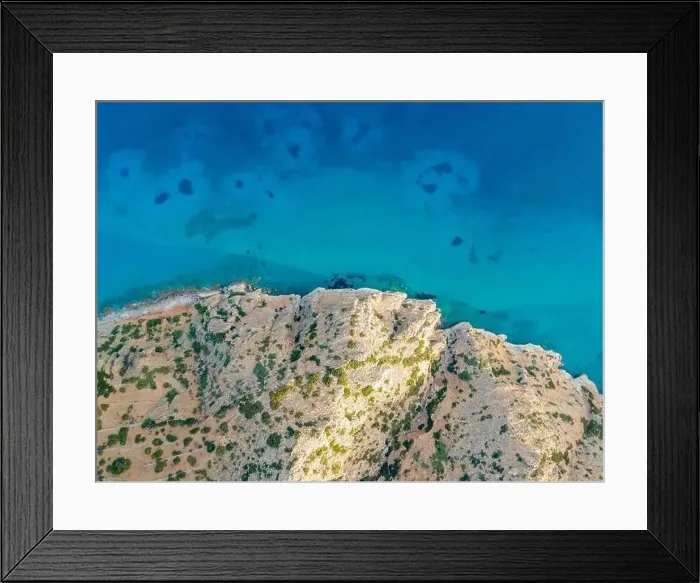 Framed Print : Aerial top view by drone of cretan landscape with sea Framed Print : Aerial top view by drone of cretan landscape with sea
