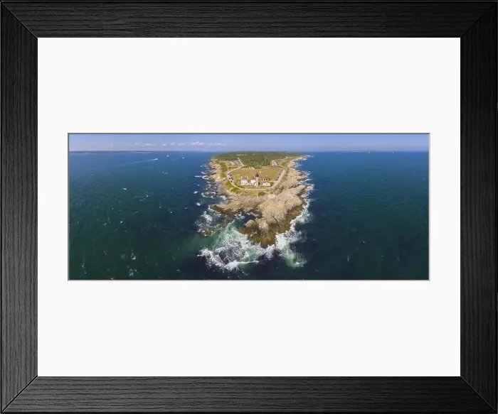 Framed Print : Beavertail Lighthouse in Beavertail State Park aerial view in summer Framed Print : Beavertail Lighthouse in Beavertail State Park aerial view in summer