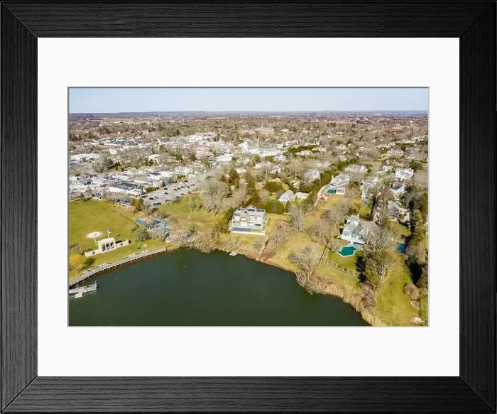 Framed Print : aerial view of Agawam park, Agawam Lake and southampton village Framed Print : aerial view of Agawam park, Agawam Lake and southampton village