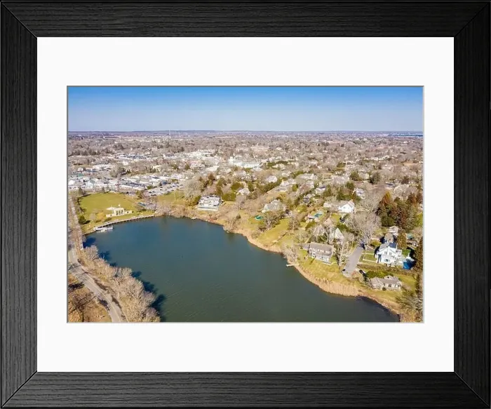 Framed Print : Aerial view of Agawam lake and southahmpton village Framed Print : Aerial view of Agawam lake and southahmpton village