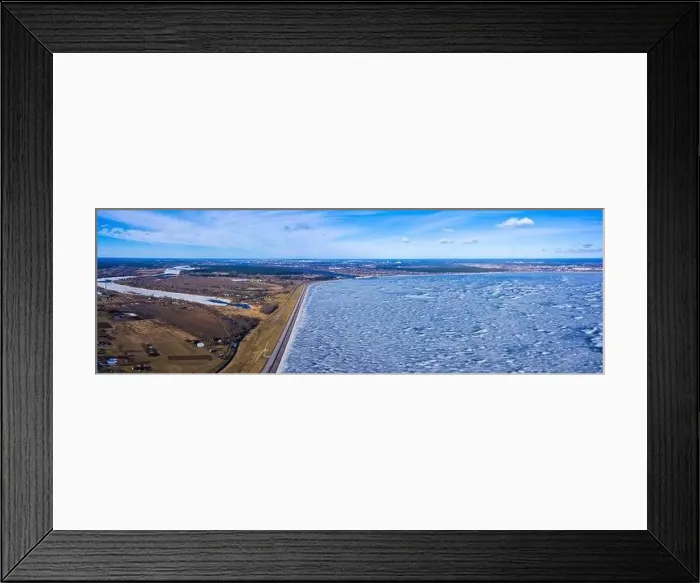 Framed Print : Panoramic aerial view of the winter dam near hydroelectric power plant Framed Print : Panoramic aerial view of the winter dam near hydroelectric power plant