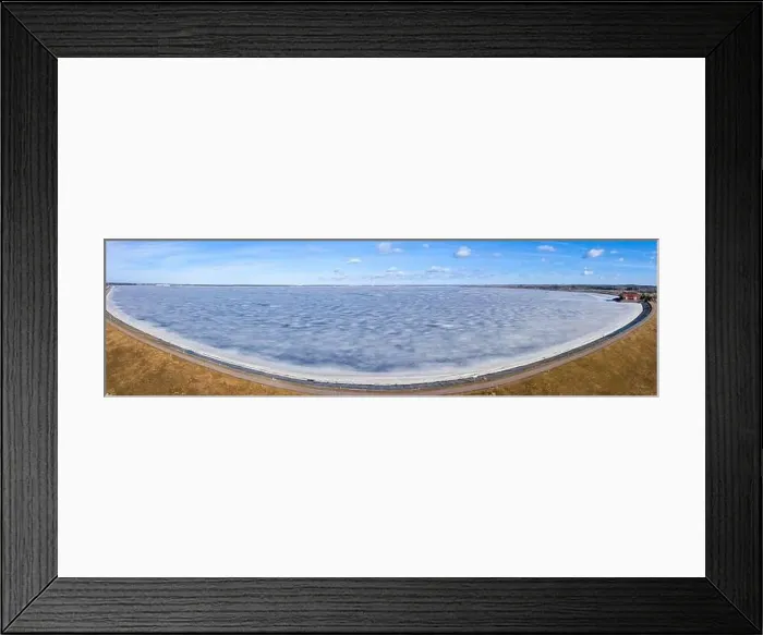 Framed Print : Aerial winter view of the huge dam in Latvia near city of Salaspils and Riga Framed Print : Aerial winter view of the huge dam in Latvia near city of Salaspils and Riga
