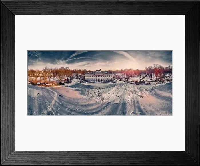 Framed Print : Beautiful panoramic aerial drone view of the Palace on the Isle (Polish: Palac Na Wyspie) Framed Print : Beautiful panoramic aerial drone view of the Palace on the Isle (Polish: Palac Na Wyspie)